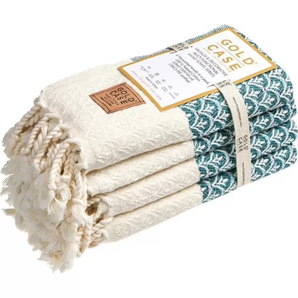Zeus Original Turkish Hand Towels by Gold CASE  Set of 420x40 100 Cotton Decorative Towel  Bathroom and Kitchen Peshtemal for Hand Face Hair SPA Farmhouse Gym Tea and Dishcloth OrangeTeal Helen Hand Towel