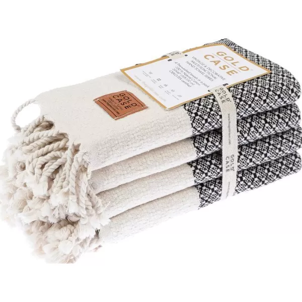 Zeus Original Turkish Hand Towels by Gold CASE  Set of 420x40 100 Cotton Decorative Towel  Bathroom and Kitchen Peshtemal for Hand Face Hair SPA Farmhouse Gym Tea and Dishcloth OrangeBlack Ares Hand Towel