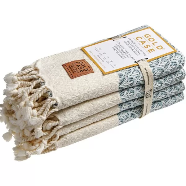 Zeus Original Turkish Hand Towels by Gold CASE  Set of 420x40 100 Cotton Decorative Towel  Bathroom and Kitchen Peshtemal for Hand Face Hair SPA Farmhouse Gym Tea and Dishcloth OrangeAqua Helen Hand Towel