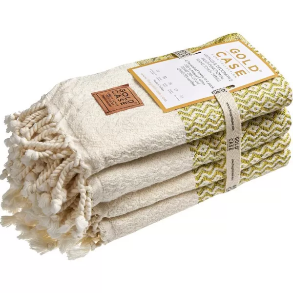 Zeus Original Turkish Hand Towels by Gold CASE  Set of 420x40 100 Cotton Decorative Towel  Bathroom and Kitchen Peshtemal for Hand Face Hair SPA Farmhouse Gym Tea and Dishcloth OrangeYellow Zeus Hand Towel