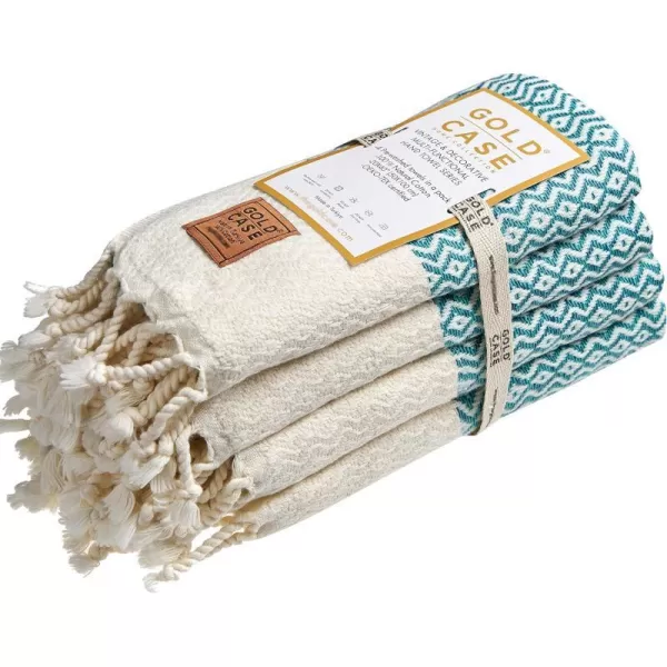 Zeus Original Turkish Hand Towels by Gold CASE  Set of 420x40 100 Cotton Decorative Towel  Bathroom and Kitchen Peshtemal for Hand Face Hair SPA Farmhouse Gym Tea and Dishcloth OrangeMint Zeus Hand Towel