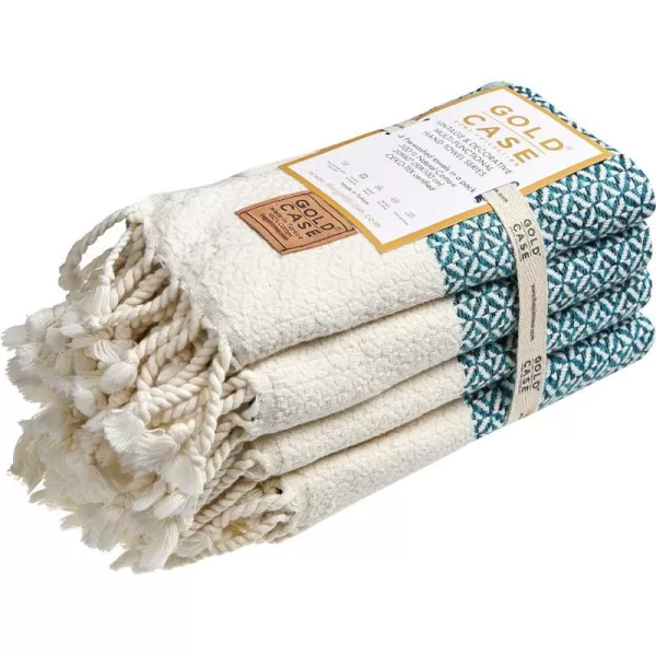 Zeus Original Turkish Hand Towels by Gold CASE  Set of 420x40 100 Cotton Decorative Towel  Bathroom and Kitchen Peshtemal for Hand Face Hair SPA Farmhouse Gym Tea and Dishcloth OrangeTeal Aphrodite Hand Towel