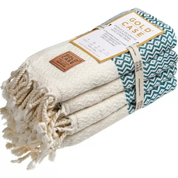 Zeus Original Turkish Hand Towels by Gold CASE  Set of 420x40 100 Cotton Decorative Towel  Bathroom and Kitchen Peshtemal for Hand Face Hair SPA Farmhouse Gym Tea and Dishcloth OrangeTeal Zeus Hand Towel