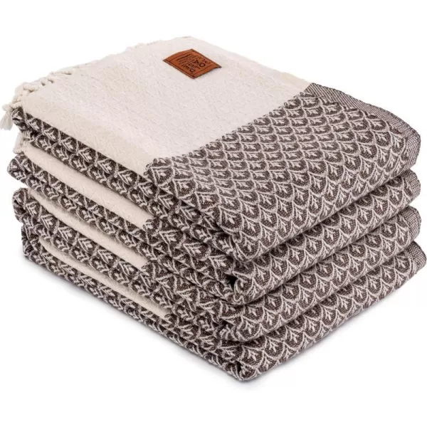 Zeus Original Turkish Hand Towels by Gold CASE  Set of 420x40 100 Cotton Decorative Towel  Bathroom and Kitchen Peshtemal for Hand Face Hair SPA Farmhouse Gym Tea and Dishcloth OrangeBrown Helen Beach Bath Towel