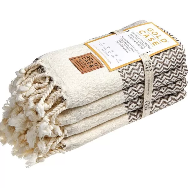 Zeus Original Turkish Hand Towels by Gold CASE  Set of 420x40 100 Cotton Decorative Towel  Bathroom and Kitchen Peshtemal for Hand Face Hair SPA Farmhouse Gym Tea and Dishcloth OrangeBeige Zeus Hand Towel