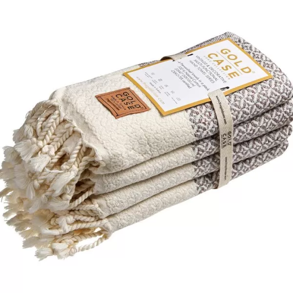 Zeus Original Turkish Hand Towels by Gold CASE  Set of 420x40 100 Cotton Decorative Towel  Bathroom and Kitchen Peshtemal for Hand Face Hair SPA Farmhouse Gym Tea and Dishcloth OrangeBrown Aphrodite Hand Towel