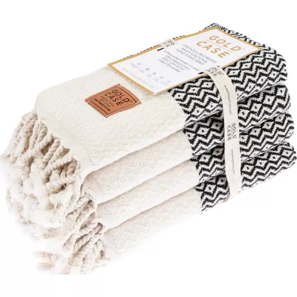 Zeus Original Turkish Hand Towels by Gold CASE  Set of 420x40 100 Cotton Decorative Towel  Bathroom and Kitchen Peshtemal for Hand Face Hair SPA Farmhouse Gym Tea and Dishcloth OrangeBlack Zeus Hand Towel