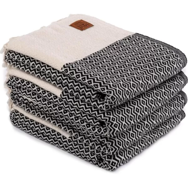 Zeus Original Turkish Hand Towels by Gold CASE  Set of 420x40 100 Cotton Decorative Towel  Bathroom and Kitchen Peshtemal for Hand Face Hair SPA Farmhouse Gym Tea and Dishcloth OrangeBlack Zeus Beach Bath Towel