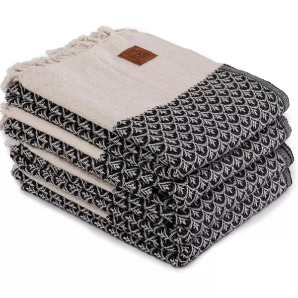 Zeus Original Turkish Hand Towels by Gold CASE  Set of 420x40 100 Cotton Decorative Towel  Bathroom and Kitchen Peshtemal for Hand Face Hair SPA Farmhouse Gym Tea and Dishcloth OrangeBlack Helen Beach Bath Towel