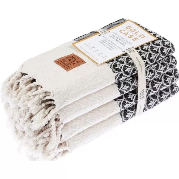 Zeus Original Turkish Hand Towels by Gold CASE  Set of 420x40 100 Cotton Decorative Towel  Bathroom and Kitchen Peshtemal for Hand Face Hair SPA Farmhouse Gym Tea and Dishcloth OrangeBlack Helen Hand Towel