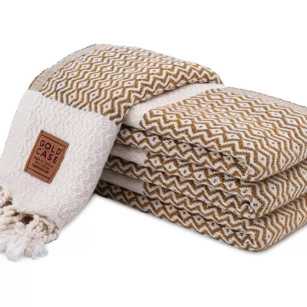 Zeus Original Turkish Hand Towels by Gold CASE  Set of 420x40 100 Cotton Decorative Towel  Bathroom and Kitchen Towel for Hand Face Hair SPA Farmhouse Gym Tea and Dishcloth Dark MustardDark Mustard Zeus Hand Towel