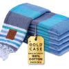 imageGold CASE Turkish Beach Towel  100 Cotton Large Turkish Bath Towels 70 x 38  LYCIA Oversized Quick Dry ampamp Sand Free Beach Towel with Bag  Lightweight Turkish Towels  BeigeOlymposblue