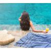 imageGold CASE Turkish Beach Towel  100 Cotton Large Turkish Bath Towels 70 x 38  LYCIA Oversized Quick Dry ampamp Sand Free Beach Towel with Bag  Lightweight Turkish Towels  BeigeNavy Blue