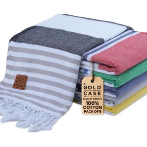 imageGold CASE Turkish Beach Towel  100 Cotton Large Turkish Bath Towels 70 x 38  LYCIA Oversized Quick Dry ampamp Sand Free Beach Towel with Bag  Lightweight Turkish Towels  BeigeOlymposmulticolor2