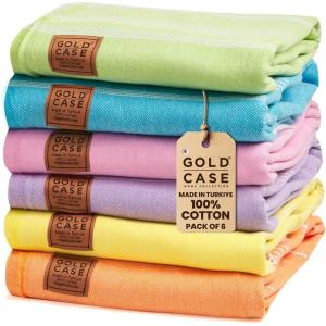 imageGold CASE Turkish Beach Towel  100 Cotton Large Turkish Bath Towels 70 x 38  LYCIA Oversized Quick Dry ampamp Sand Free Beach Towel with Bag  Lightweight Turkish Towels  BeigeMulticolor2