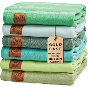 imageGold CASE Turkish Beach Towel  100 Cotton Large Turkish Bath Towels 70 x 38  LYCIA Oversized Quick Dry ampamp Sand Free Beach Towel with Bag  Lightweight Turkish Towels  BeigeTones of Green