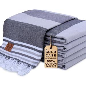 imageGold CASE Turkish Beach Towel  100 Cotton Large Turkish Bath Towels 70 x 38  LYCIA Oversized Quick Dry ampamp Sand Free Beach Towel with Bag  Lightweight Turkish Towels  BeigeOlymposblack