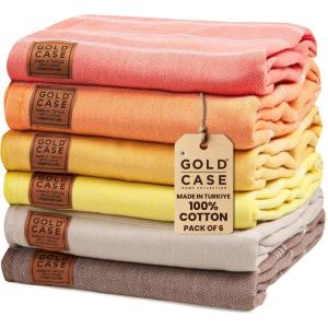 imageGold CASE Turkish Beach Towel  100 Cotton Large Turkish Bath Towels 70 x 38  LYCIA Oversized Quick Dry ampamp Sand Free Beach Towel with Bag  Lightweight Turkish Towels  BeigeTones of Yellow