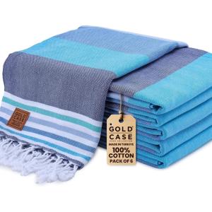 imageGold CASE Turkish Beach Towel  100 Cotton Large Turkish Bath Towels 70 x 38  LYCIA Oversized Quick Dry ampamp Sand Free Beach Towel with Bag  Lightweight Turkish Towels  BeigeOlymposblue