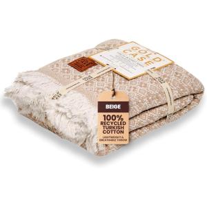 imageGold Case Throw Blanket for Couch  100 Recycled Turkish Cotton Blankets ampamp Throws  Elegant Decorative Throw Blankets for Living Room Sofa  Woven Throws for Couch  Black  60x80Retro Beige