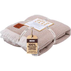 imageGold Case Throw Blanket for Couch  100 Recycled Turkish Cotton Blankets ampamp Throws  Elegant Decorative Throw Blankets for Living Room Sofa  Woven Throws for Couch  Black  60x80Elegant Beige
