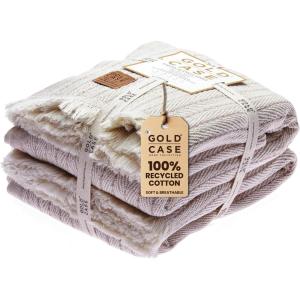imageGold Case Throw Blanket for Couch  100 Recycled Turkish Cotton Blankets ampamp Throws  Elegant Decorative Throw Blankets for Living Room Sofa  Woven Throws for Couch  Black  60x80Vintage Beige