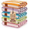 imageGold CASE Turkish Beach Towel  100 Cotton Large Turkish Bath Towels with Bag 71 x 40  MYRA Oversized Quick Dry ampamp Sand Free Towels  Lightweight Peshtemal  AquaMulti2