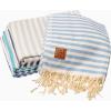 imageGold CASE Turkish Beach Towel  100 Cotton Large Turkish Bath Towels with Bag 71 x 40  MYRA Oversized Quick Dry ampamp Sand Free Towels  Lightweight Peshtemal  AquaTones of Blue
