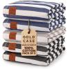 imageGold CASE Turkish Beach Towel  100 Cotton Large Turkish Bath Towels with Bag 71 x 40  MYRA Oversized Quick Dry ampamp Sand Free Towels  Lightweight Peshtemal  AquaMulti Dark