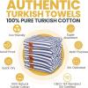 imageGold CASE Turkish Beach Towel  100 Cotton Large Turkish Bath Towels with Bag 71 x 40  MYRA Oversized Quick Dry ampamp Sand Free Towels  Lightweight Peshtemal  AquaNavy Blue