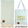 imageGold CASE Turkish Beach Towel  100 Cotton Large Turkish Bath Towels with Bag 71 x 40  MYRA Oversized Quick Dry ampamp Sand Free Towels  Lightweight Peshtemal  SalmonAqua