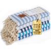 imageGold CASE Turkish Beach Towel  100 Cotton Large Turkish Bath Towels with Bag 71 x 40  MYRA Oversized Quick Dry ampamp Sand Free Towels  Lightweight Peshtemal  AquaTones of Blue