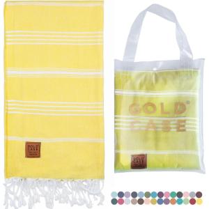 imageGold CASE Turkish Beach Towel  100 Cotton Large Turkish Bath Towels with Bag 70 x 38  LYCIA Oversized Quick Dry ampamp Sand Free Towels  Lightweight Peshtemal  TurquoiseYellow