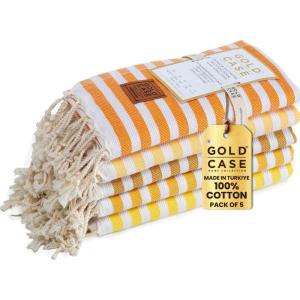 imageGold CASE Turkish Beach Towel  100 Cotton Large Turkish Bath Towels with Bag 71 x 40  MYRA Oversized Quick Dry ampamp Sand Free Towels  Lightweight Peshtemal  AquaTones of Yellow