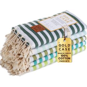 imageGold CASE Turkish Beach Towel  100 Cotton Large Turkish Bath Towels with Bag 71 x 40  MYRA Oversized Quick Dry ampamp Sand Free Towels  Lightweight Peshtemal  AquaTones of Green