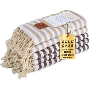 imageGold CASE Turkish Beach Towel  100 Cotton Large Turkish Bath Towels with Bag 71 x 40  MYRA Oversized Quick Dry ampamp Sand Free Towels  Lightweight Peshtemal  AquaBeige Brown