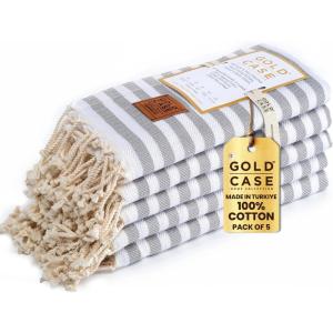 imageGold CASE Turkish Beach Towel  100 Cotton Large Turkish Bath Towels with Bag 71 x 40  MYRA Oversized Quick Dry ampamp Sand Free Towels  Lightweight Peshtemal  AquaGrey