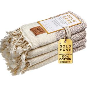 image:imageGold CASE Turkish Hand Towels for Bathroom Set of 4  20 x 40  100 Cotton Bathroom Towels  Aphrodite Kitchen Small Towel for Spa Face Tea amp Dishcloth  Decorative Patterned Weave  SalmonSalmon