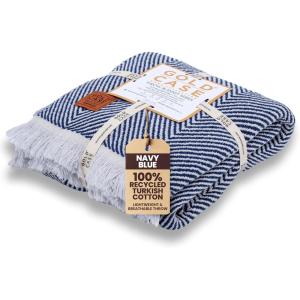 image:imageGold CASE Throw Blanket for Couch  100 Recycled Cotton  Retro Throw Blankets for Living Room Bed amp Outdoor  Decorative Boho Blankets amp Throws  Soft Couch Drape  Grey 60x80Elegant Navy Blue