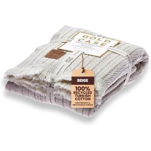 image:imageGold CASE Throw Blanket for Couch  100 Recycled Cotton  Retro Throw Blankets for Living Room Bed amp Outdoor  Decorative Boho Blankets amp Throws  Soft Couch Drape  Grey 60x80Vintage Beige