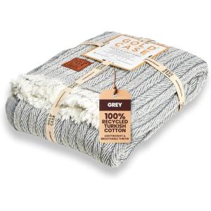 image:imageGold CASE Throw Blanket for Couch  100 Recycled Cotton  Retro Throw Blankets for Living Room Bed amp Outdoor  Decorative Boho Blankets amp Throws  Soft Couch Drape  Grey 60x80Vintage Grey