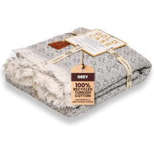 image:imageGold CASE Throw Blanket for Couch  100 Recycled Cotton  Retro Throw Blankets for Living Room Bed amp Outdoor  Decorative Boho Blankets amp Throws  Soft Couch Drape  Grey 60x80Retro Grey