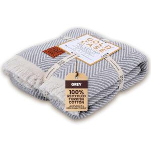 image:imageGold CASE Throw Blanket for Couch  100 Recycled Cotton  Retro Throw Blankets for Living Room Bed amp Outdoor  Decorative Boho Blankets amp Throws  Soft Couch Drape  Grey 60x80Elegant Grey