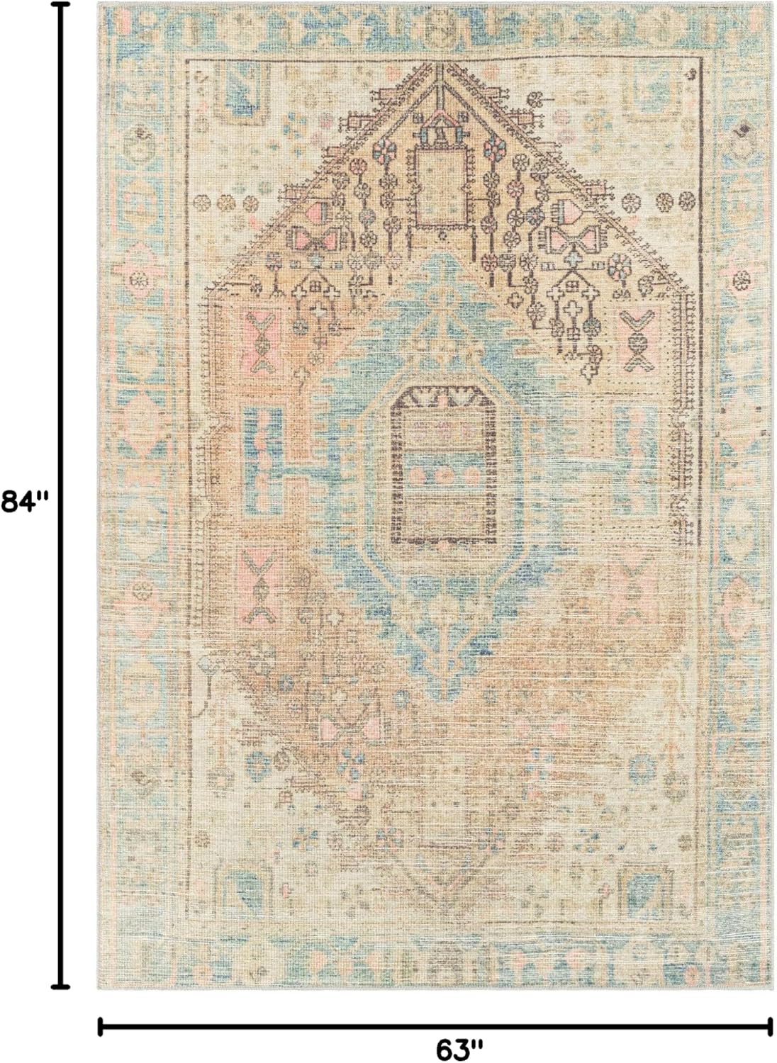 Livabliss Arias Vintage Washable Area Rug53quot x 7Coral