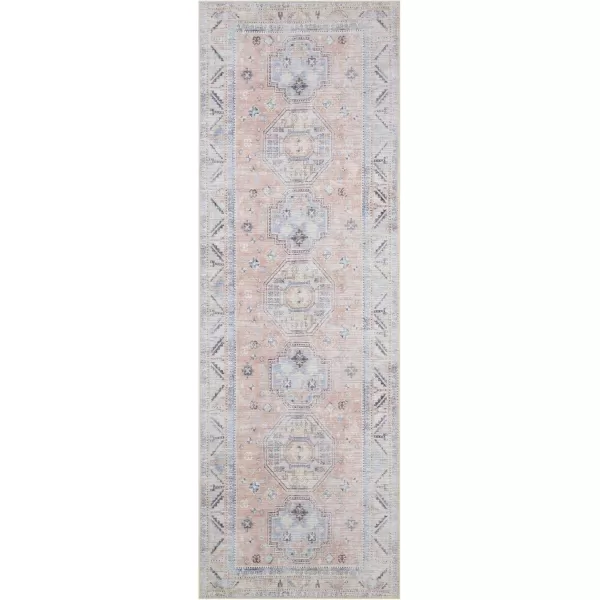 Artistic Weavers Caroline Vintage Bohemian Runner Area Rug 27quot x 73quot BlushBright BlueBlushBright Blue