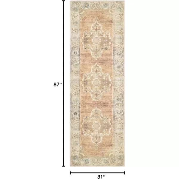 Artistic Weavers Caroline Vintage Bohemian Runner Area Rug 27quot x 73quot BlushBright BlueCamelSage