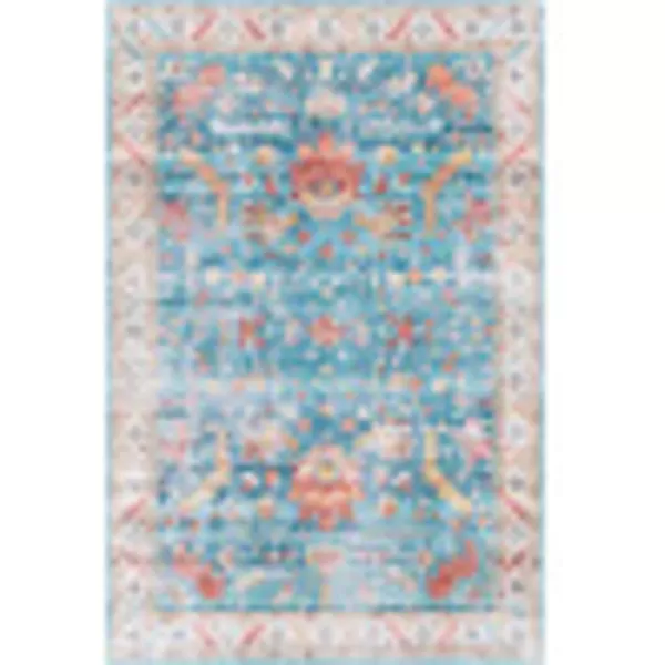 Artistic Weavers Xavi Oriental Border Area Rug 5 x 76quot RedSky Blue