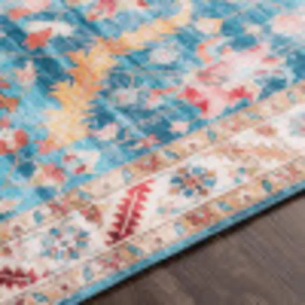 Artistic Weavers Xavi Oriental Border Area Rug 5 x 76quot RedSky Blue