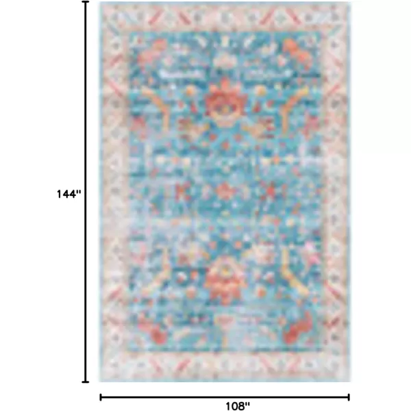 Artistic Weavers Xavi Oriental Border Area Rug 5 x 76quot RedSky Blue