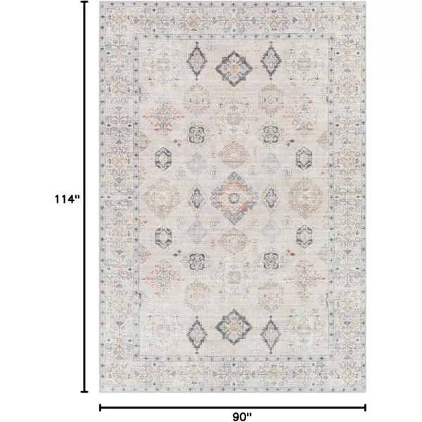 Livabliss Arias Vintage Washable Area Rug53quot x 7Beige76 x 96